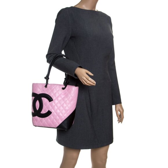 Authentic Chanel Cambon Ligne Quilted Calfskin Tote Medium Shoulder Bucket Bag - Picture 2 of 12